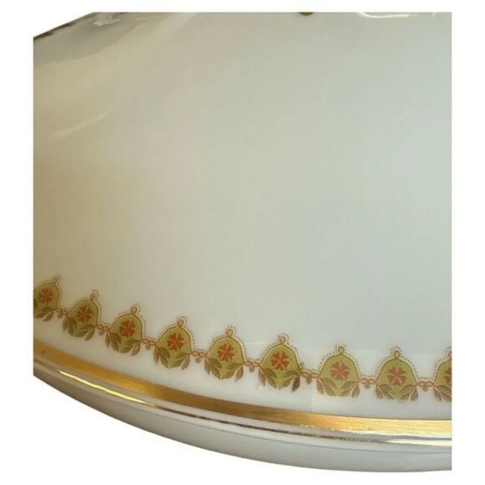 Haviland Limoges Antique Oval Tureen w Lid Serving Bowl Gold‎ Rim Green Vine